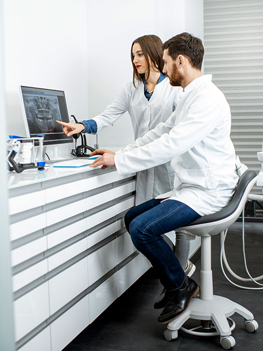 dental Construction worker looking at table